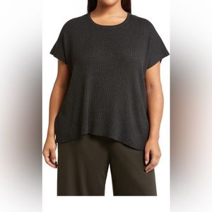 Eileen fisher rib organic Cotten blend boxy top